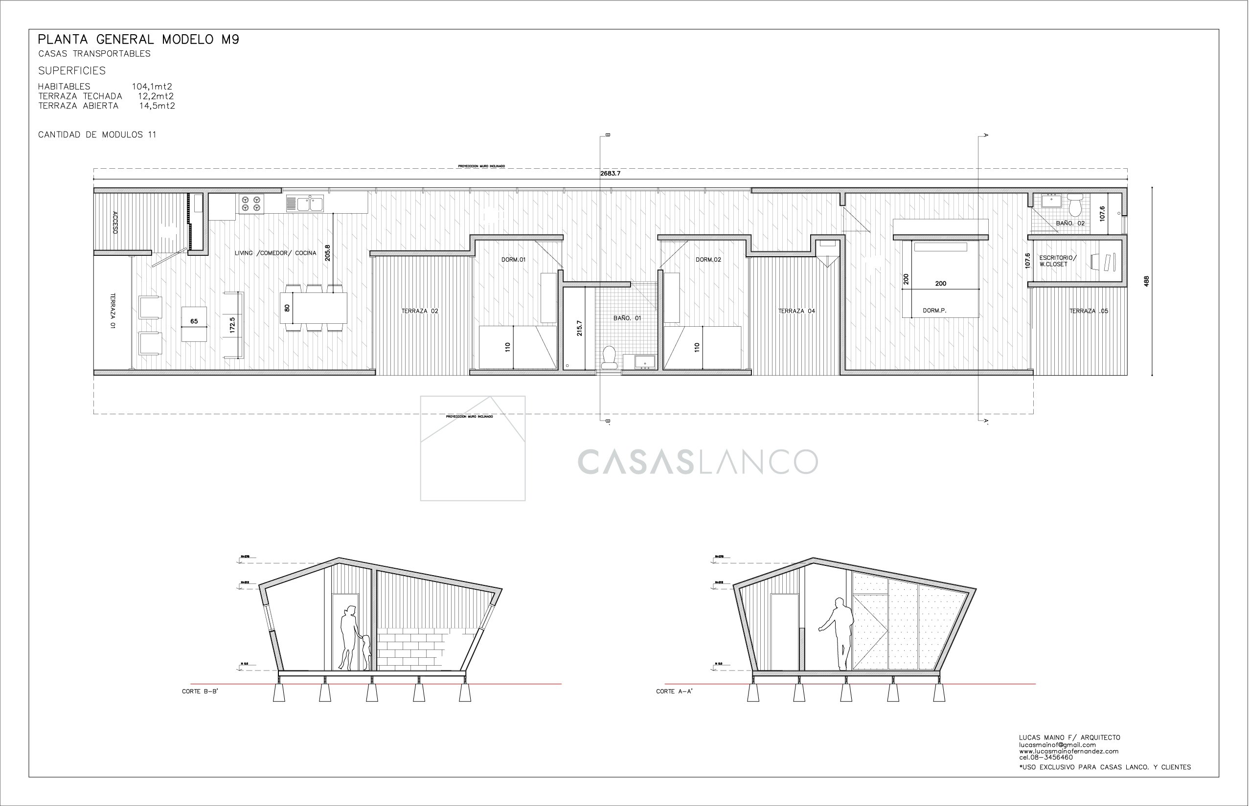 Plano: Refugio Modular Modelo M9